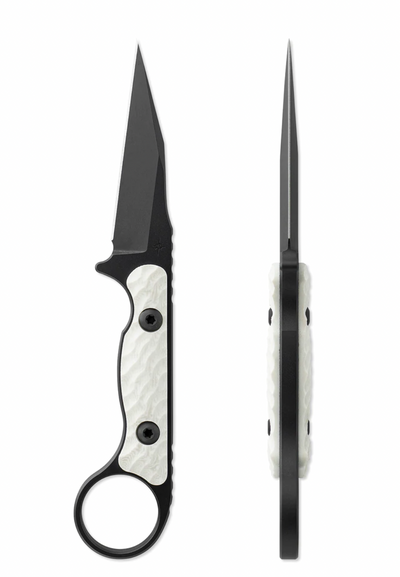 Toor Knives Jank Shank G10 Fixed Blade/ Shadow Black Blade with Textured White G10 Handles