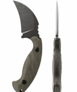 Toor Knives Karsumba Fixed Blade/ Black Oxide Karambit Blade with Burlap Green Micarta Handles
