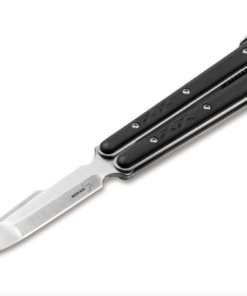 Boker Knives Boker Plus 06EX227 Balisong Tactical Compact/ Small Satin D2 Blade with Black G10 Handles Small Butterfly Knife