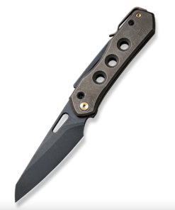 We Knife- 21031-4 Vision R Superlock Folding Knife Black Stonewash Reverse Tanto Blade with Bronze Stonewash Titanium Handles