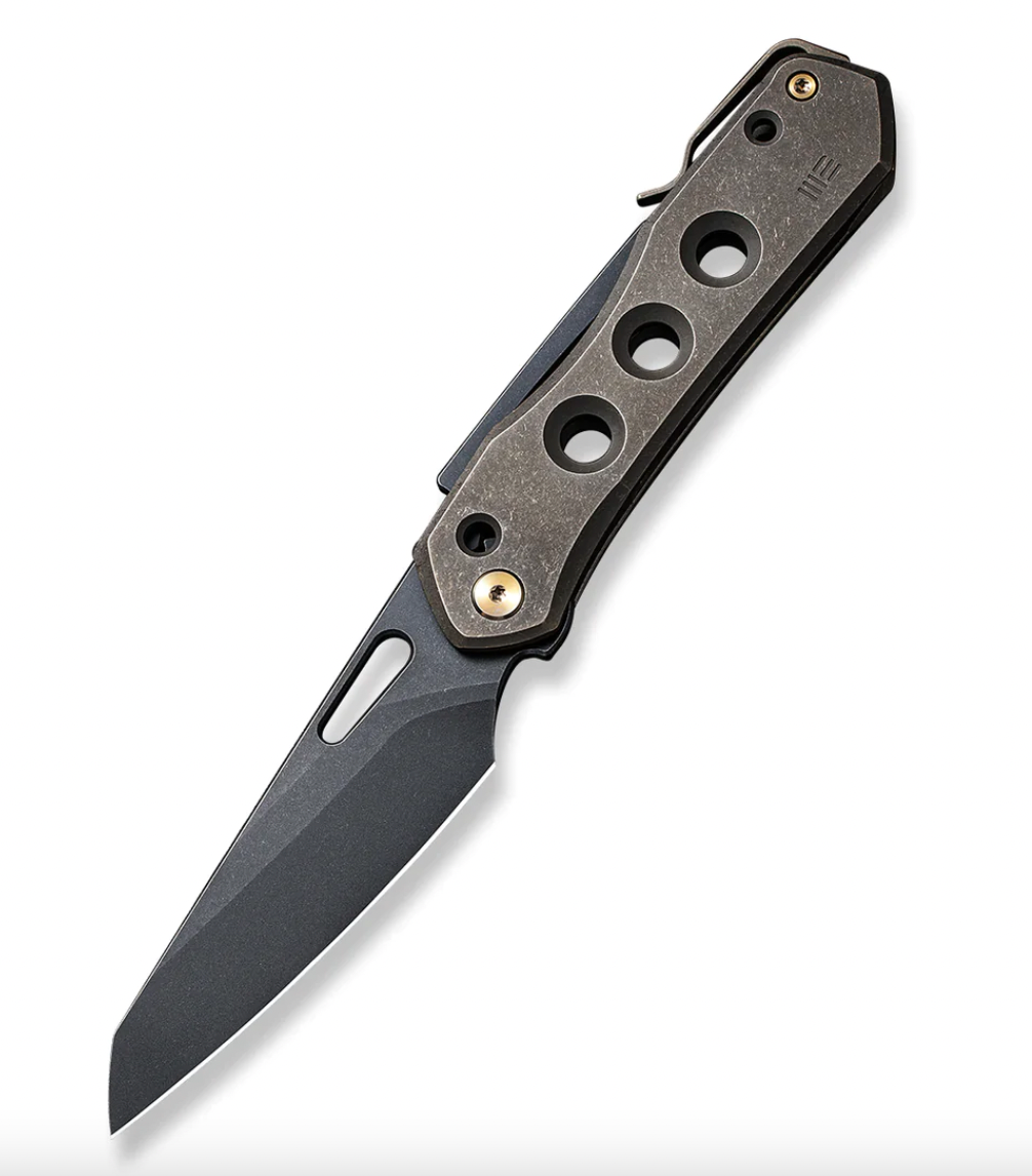 We Knife- 21031-4 Vision R Superlock Folding Knife Black Stonewash Reverse Tanto Blade with Bronze Stonewash Titanium Handles
