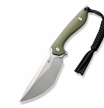 We Knife - Civivi Concept 22 Silver Bead Blasted Blade with OD Green G10 Handles Fixed Blade