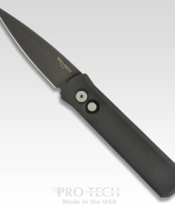 Pro-tech Knives 721 GODSON Auto DLC Blade with Black Aluminum Handles