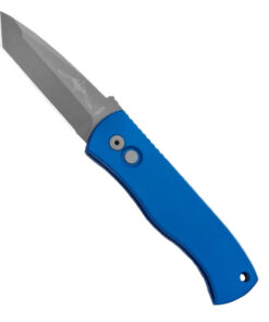 Pro-tech Knives E7T01-BLUE Emerson CQC7 Tanto Bead Blast Auto with Blue Handle Knife