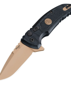 Sig Knives SIG16170 X1-MicroFlip Emperor Scorpion Flipper Drop Point Blade - FDE PVD Finish, Solid Black G10 Frame