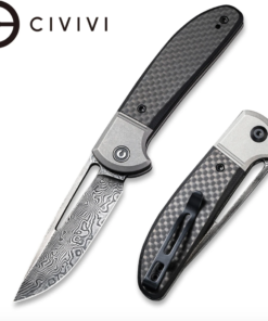 We Knife - CIVIVI Trailblazer Twill Carbon Fiber Overlay On Black G10 On Gray Stainless Steel Handle
