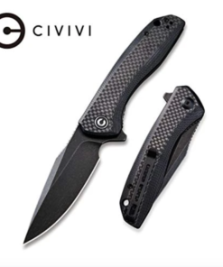 We Knife - CIVIVI Baklash Flipper Knife Black G10 with Carbon Fiber Overlay Handle Black Stonewashed