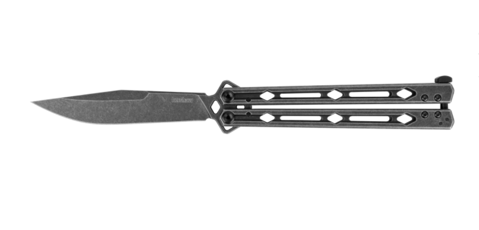 Kershaw 5150BW Lucha Balisong Butterfly Knife BlackWashed Stainless Steel Handles