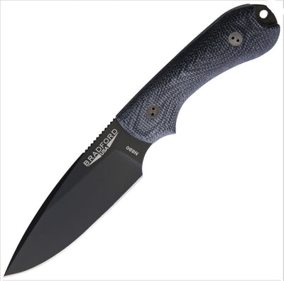 Bradford Knives BRAD3FE101B Guardian 3D Black DLC Bohler N690 Blade with Black Canvas Micarta Handle