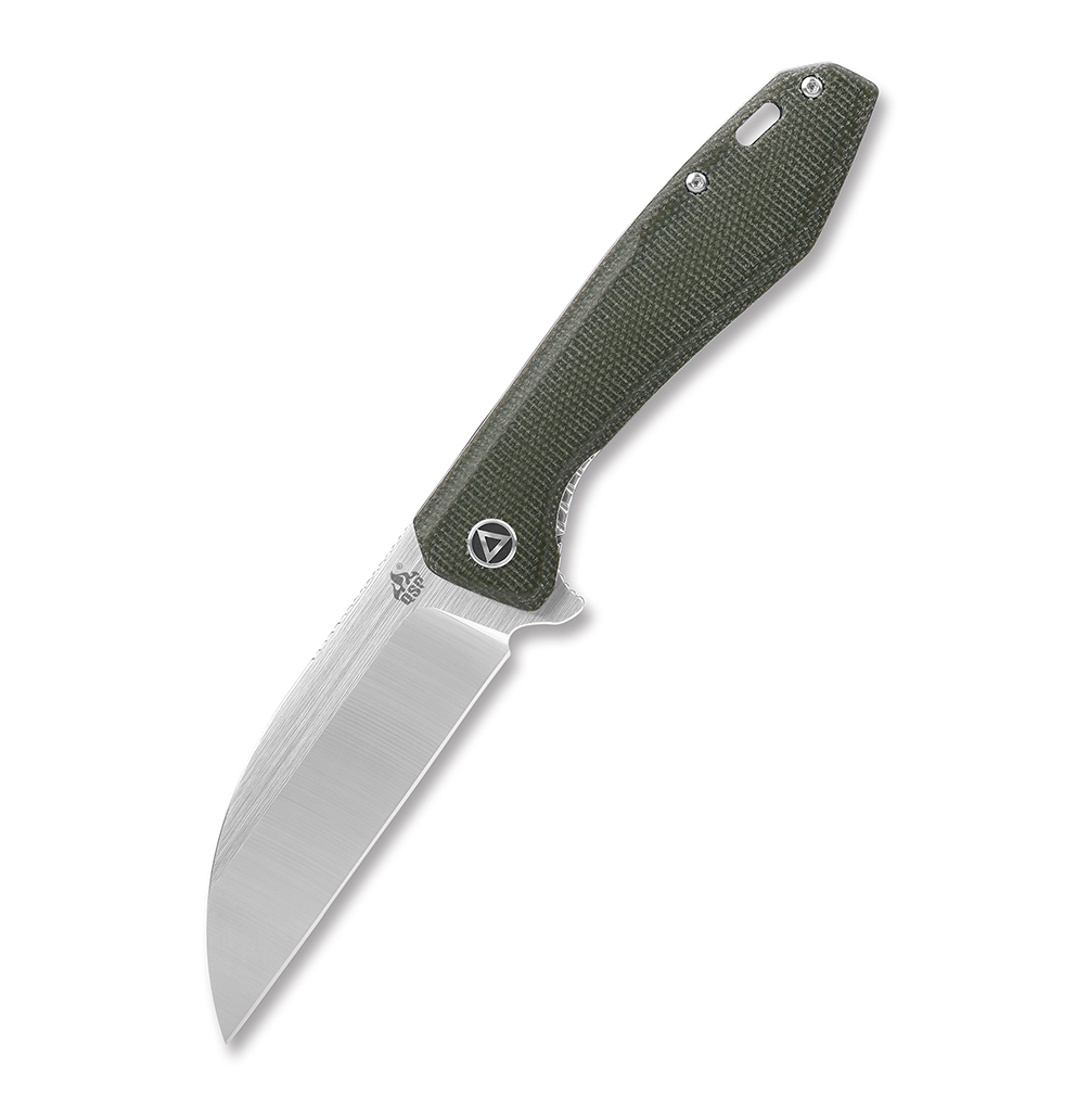 QSP Pelican QSP118E2 Linerlock Knife Green Linen Micarta Handle 2 Tone Satin Finish Blade