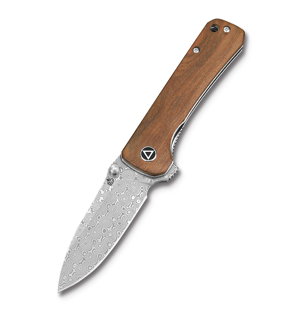 QSP Hawk QS131B Linerlock Knife Verawood Handle Damasteel Blade