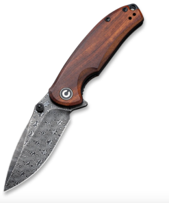 We Knife - CIVIVI Pintail Flipper Knife  Cuibourtia wood Handle (2.98" Black Hand Rubbed Damascus Blade)