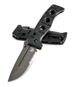 Benchmade 275SGY-1 Adamas AXIS Lock Knife Black G-10 (3.8" Gray SERRATED)