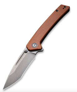 We Knife  - CIVIVI Keen Nadder Flipper Knife  Brown Micarta Handle (3.48” Gray Stonewashed Bohler N690)