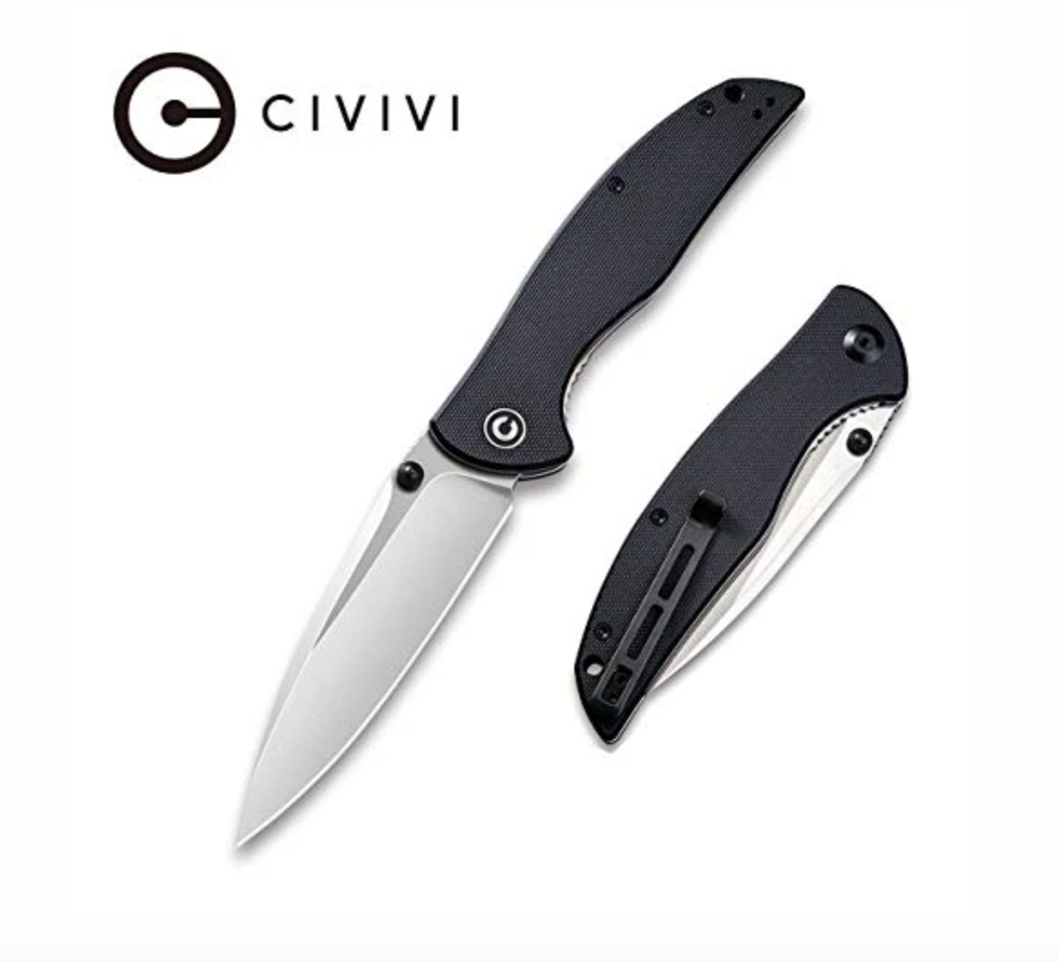 We Knife - CIVIVI Governor Thumb Studs Knife Black G10 Handle (3.86” Satin D2)