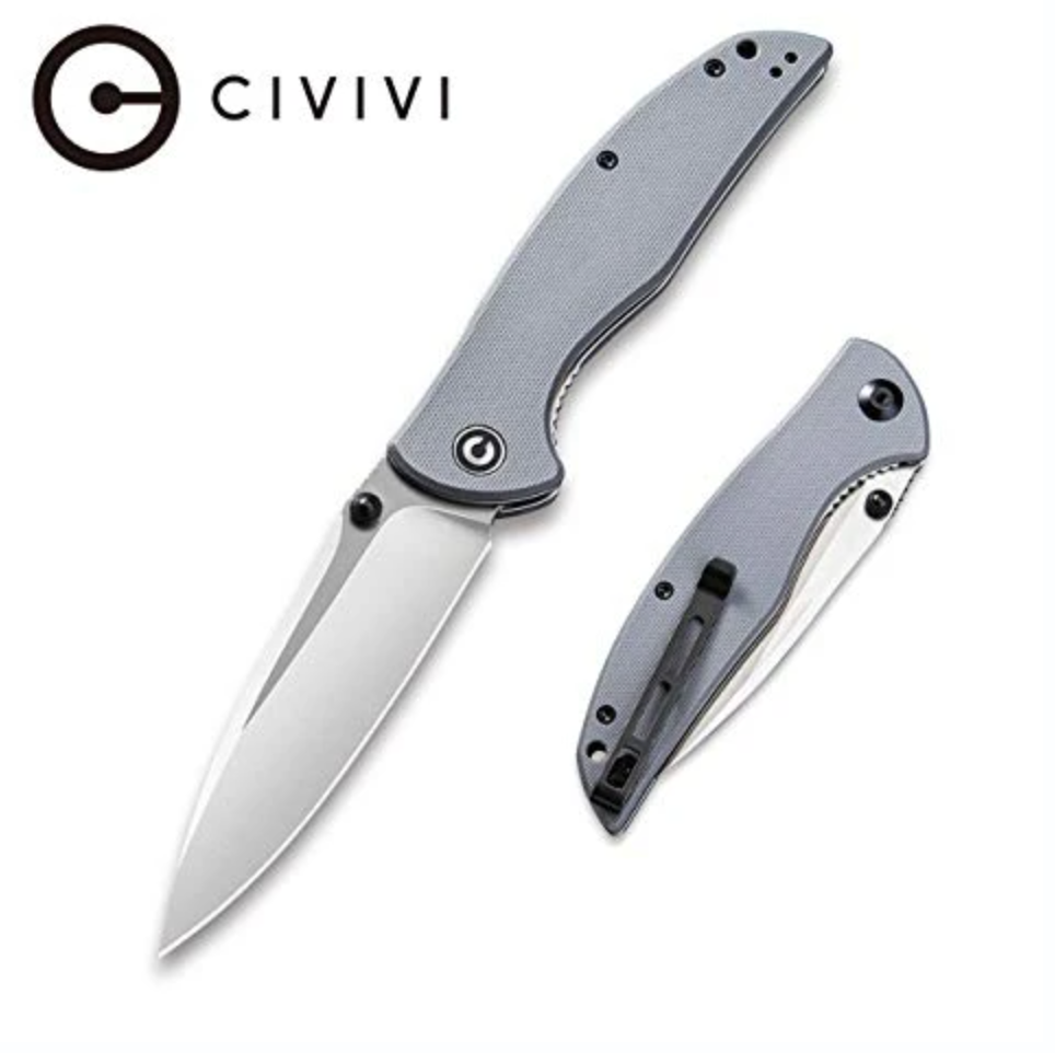 We Knife - CIVIVI Governor Thumb Studs Knife Gray G10 Handle (3.86” Satin D2)