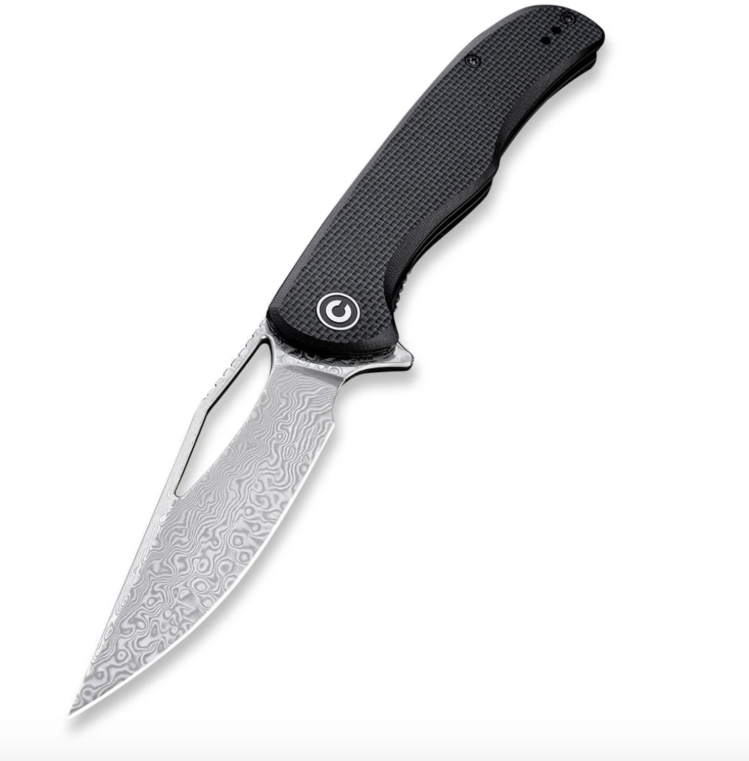 We Knife - CIVIVI Shredder Liner Lock Knife Black Coarse G10 Handle (3.7'' Damascus)