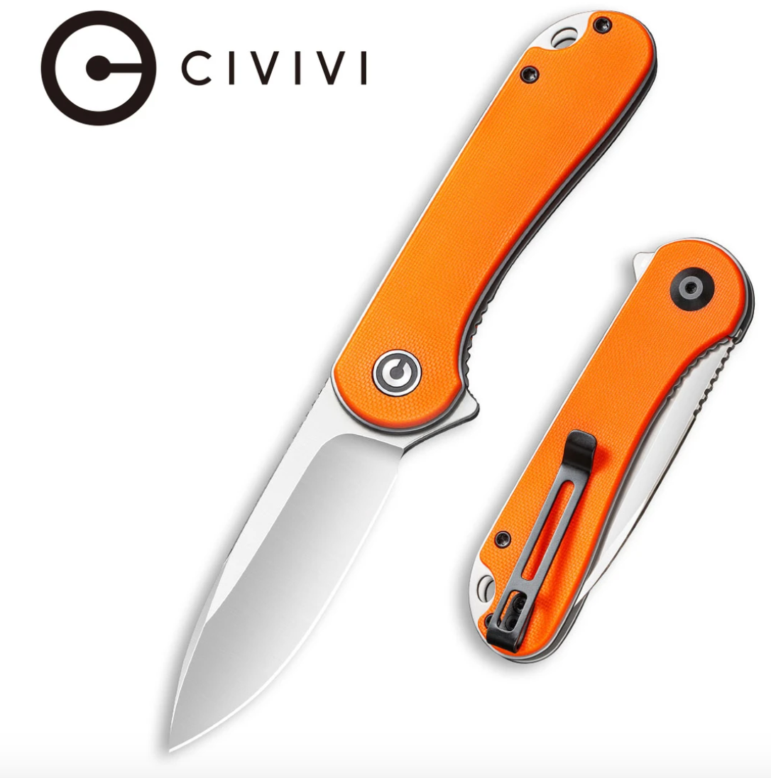 We Knife - CIVIVI Elementum Flipper Knife Orange G10 Handle (2.96'' Satin D2)