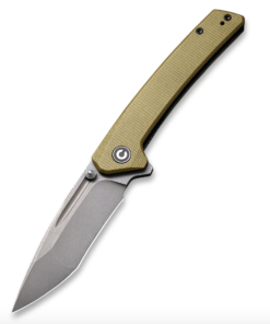 We Knife  - CIVIVI Keen Nadder Flipper Knife  Olive Micarta Handle (3.48” Gray Stonewashed Bohler N690)