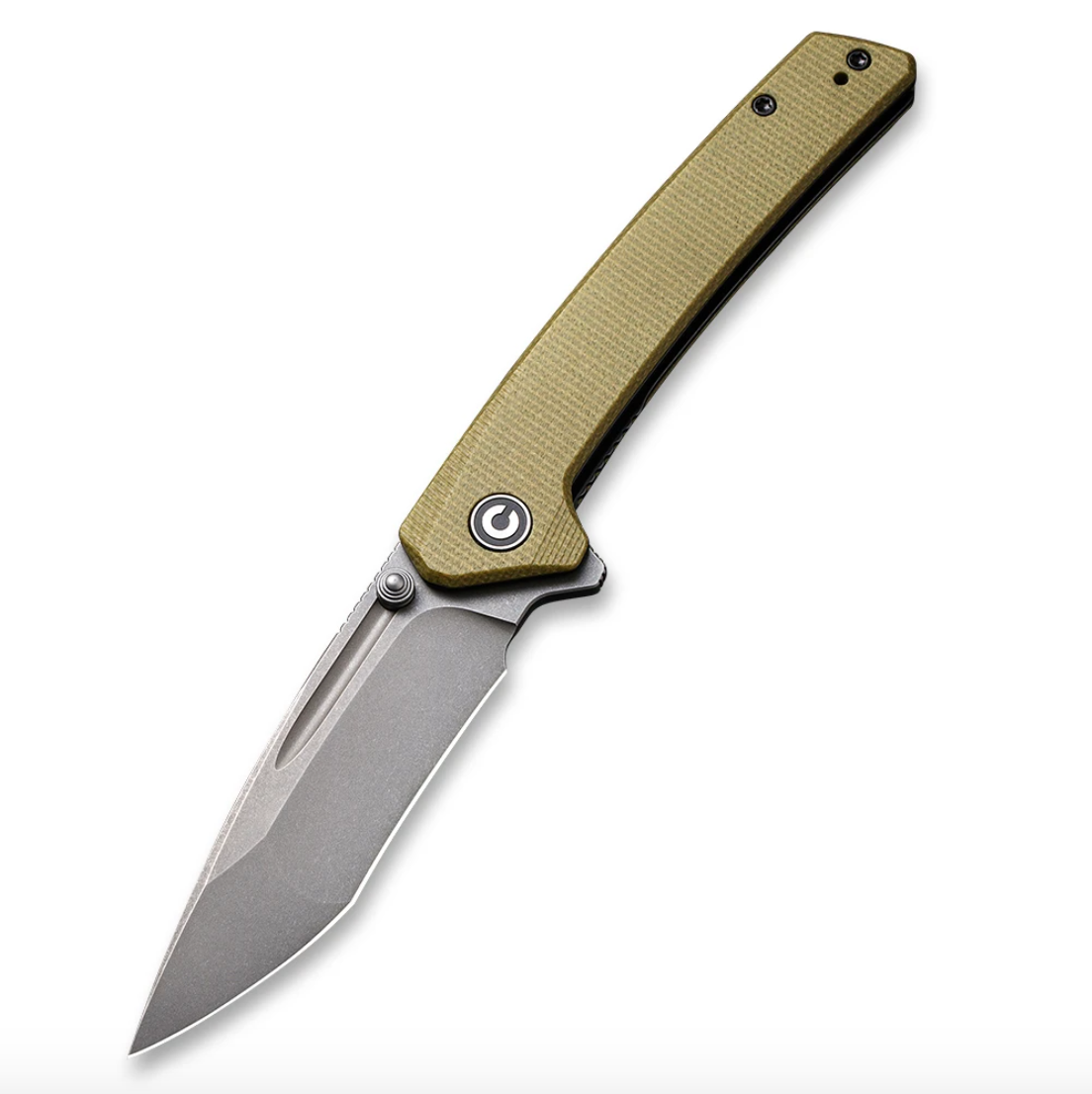 We Knife - CIVIVI Keen Nadder Flipper Knife Olive Micarta Handle (3.48” Gray Stonewashed Bohler N690)