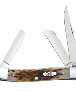 Case Amber Bone Peach Seed Jig Medium Stockman  (00042)