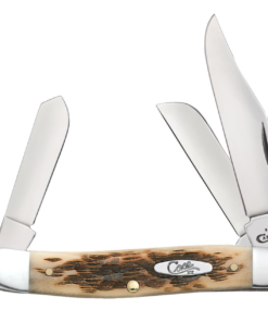 Case Amber Bone Peach Seed Jig Stockman Pocket Knife (00128)
