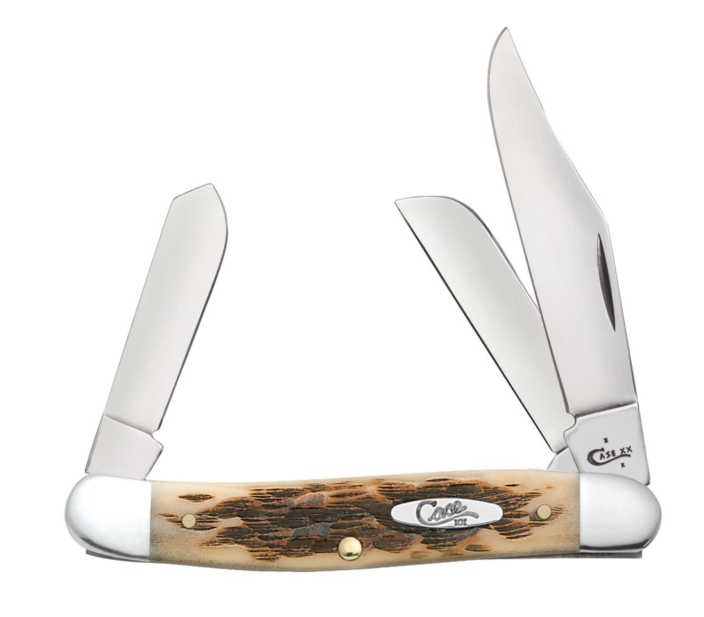 Case Amber Bone Peach Seed Jig Stockman Pocket Knife (00128)
