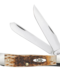 Case Amber Bone Peach Seed Jig Chrome Vanadium Trapper Pocket Knife (00163)