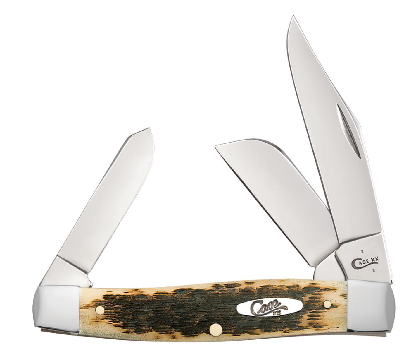 Case Amber Bone Peach Seed Jig Chrome Vanadium Large Stockman Pocket Knife (00204)