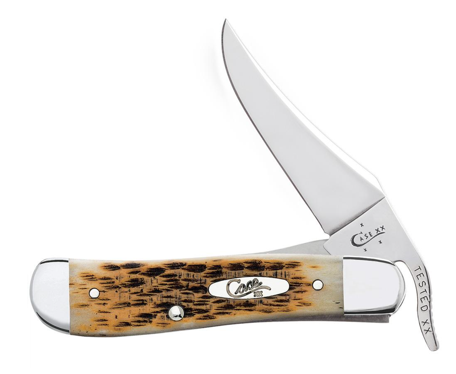Case Amber Bone Peach Seed Jig RussLock® Pocket Knife (00260)