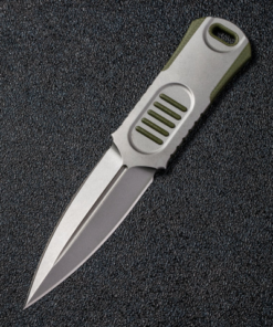 We Knife 2017A Oss Dagger Chisel Stonewashed Blade with Green G10 Handles