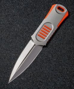 We Knife 2017B Oss Dagger Chisel Stonewashed Blade with Orange G10 Handles