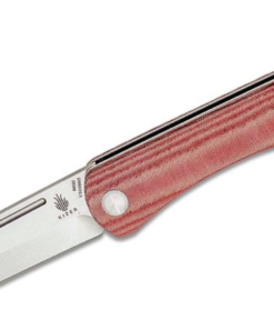 Kizer V3009N5 Vanguard Rolf Helbig Pinch Folder SWBlade Red Linen Micarta Handles