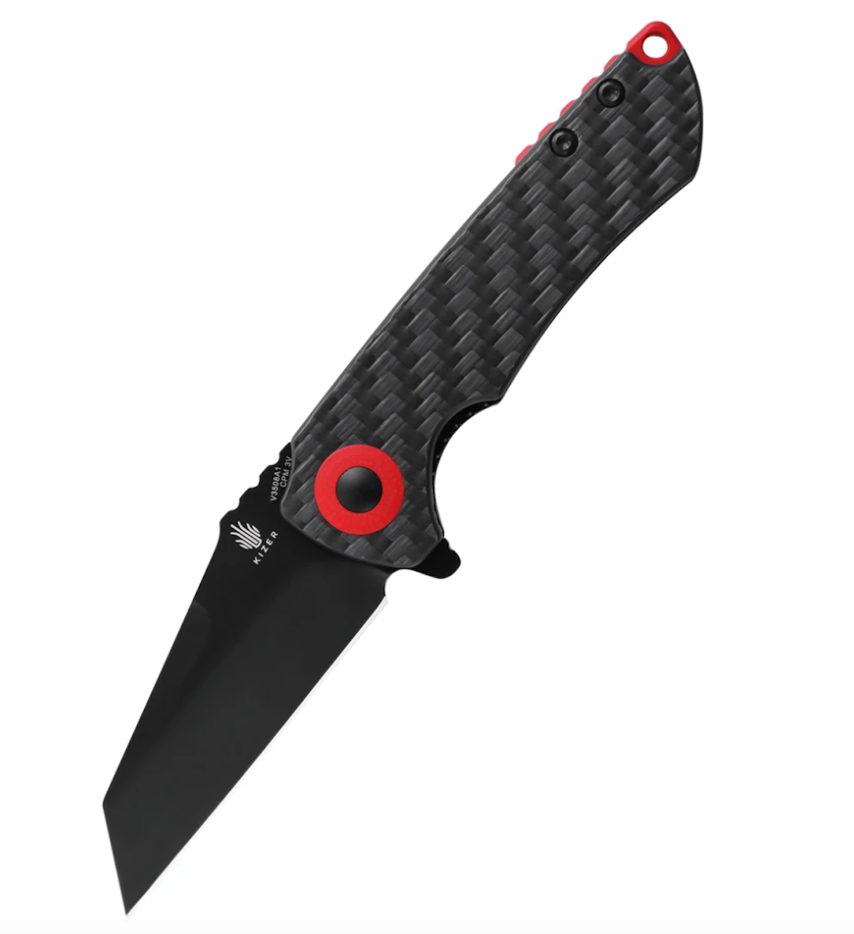 Kizer V3508A1 Mini Critical Knife Black Carbon Fiber Handle CPM3V Plain Black Blade