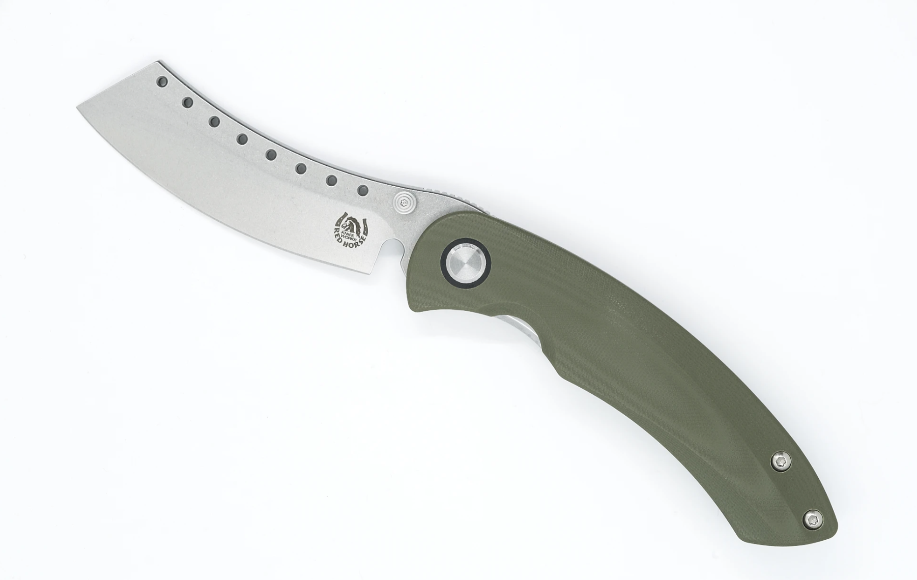 Red Horse Knife Works Hell Razor P Series with OD Green Handles/ Satin Blade