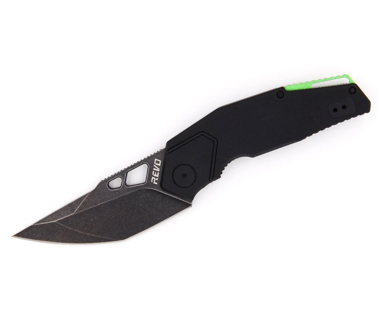 REVO Knives Berserk Carry Folding Knife Black Stonewash Blade with Black G10 Handle