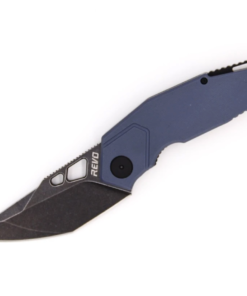 REVO Knives Berserk Carry Folding Knife Black Stonewash Blade with Gray(Blue) G10 Handle