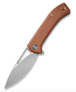 We Knife -Civivi Riffle Flipper Knife Brown Micarta Handle Stonewashed Blade