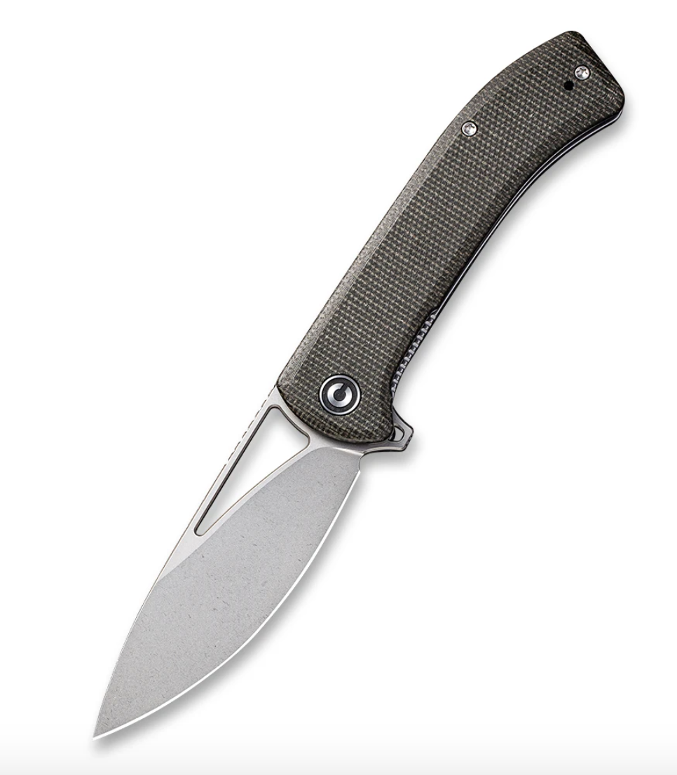 We Knife -Civivi Riffle Flipper Knife Dark Green Micarta Handle Stonewashed Blade