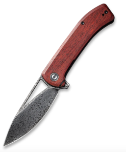 We Knife - Civivi Riffle Flipper Knife Dark Sandalwood Handle Black/ Hand Rubbed Damascus Blade