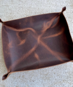 Redeemed Creations Company XL- Leather Valet Tray Plain Brown Leather