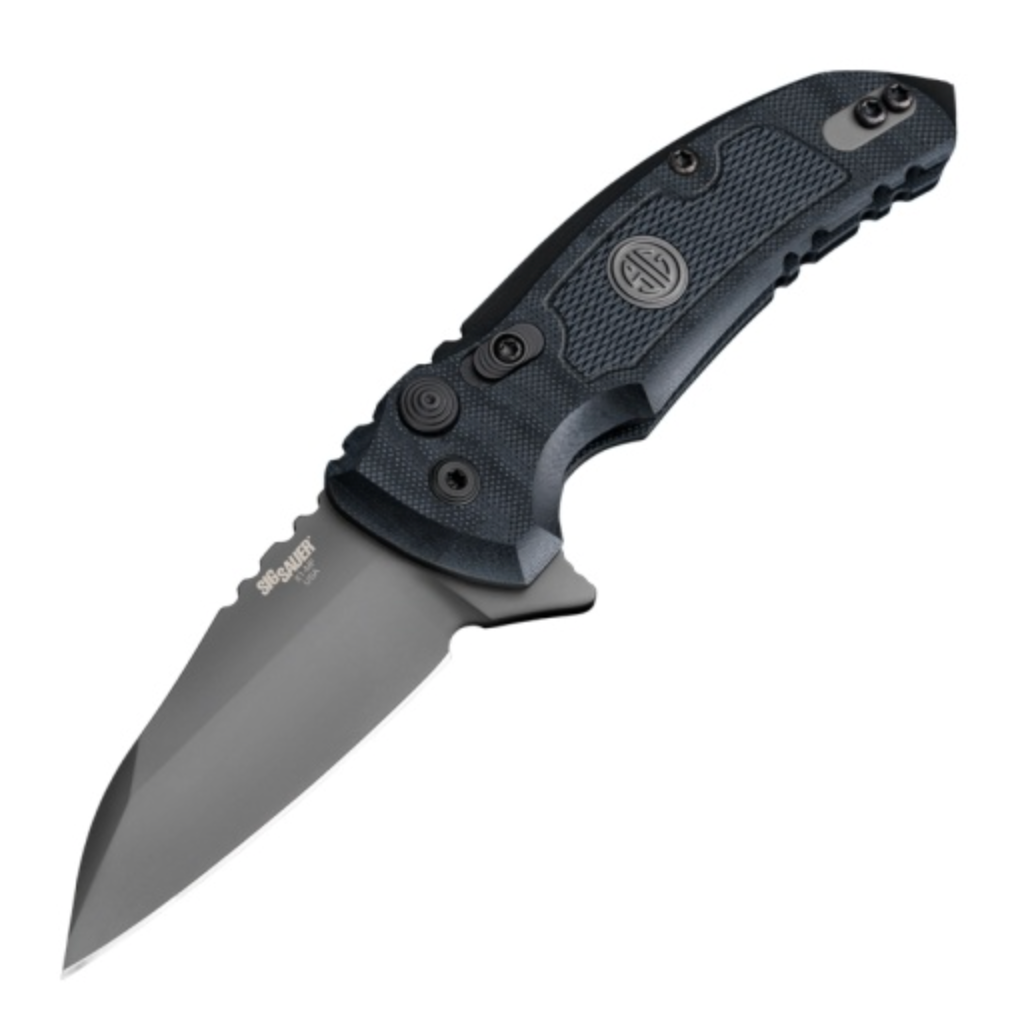 SIG Sauer Knives SIG16162 X1-MicroFlip Tactical Manual Folder Grey Cerakote Finish Wharncliffe Blade with Solid Black G10 Frame Handles