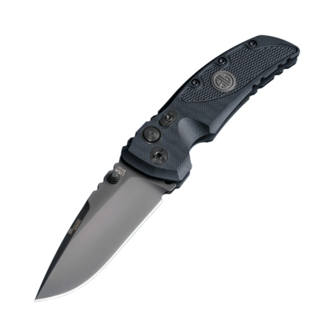 SIG Sauer by Hogue HOGK36172 EX-01 Tactical Manual Folder Grey Cerakote Finish Drop Point Blade with Solid Black G10 Frame Handles