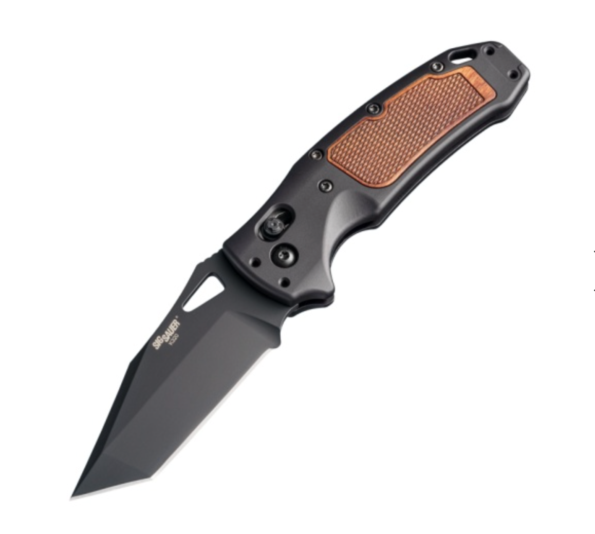 SIG Sauer by Hogue HOGK36367 K320 AXG Classic Manual Folder Black Cerakote Finish Tanto Blade with Matte Black Aluminum Frame/ Heritage Walnut Wood Insert Handles
