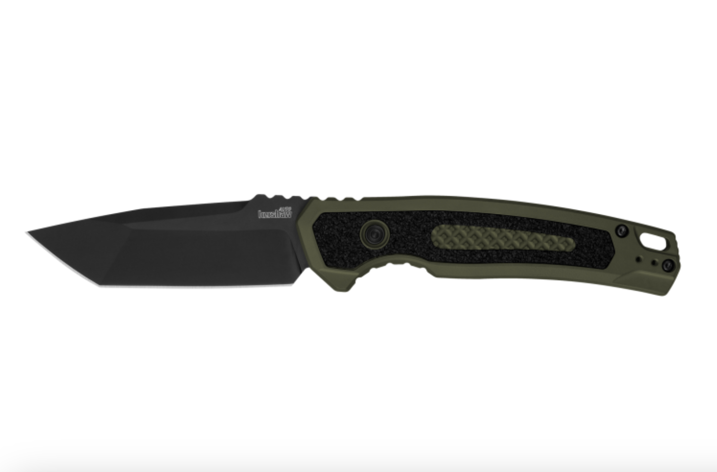 Kershaw 7105OLBLK Launch 16 Automatic Folder Black Cerakote Blade with Black Aluminum and Olive Green Insert Handles