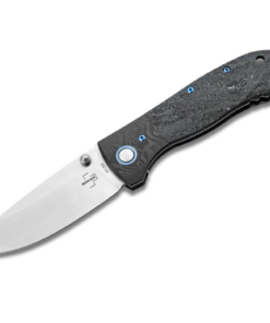 Boker Knives 01BO2024 Plus Collection 2024 Framelock Folder Thumbstud Magnacut Blade with Black Fat Carbon Handles Handles