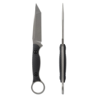 Toor Knives Serpent Fixed Blade/ Shadow Black Tanto Blade with Black G10 Textured Handles