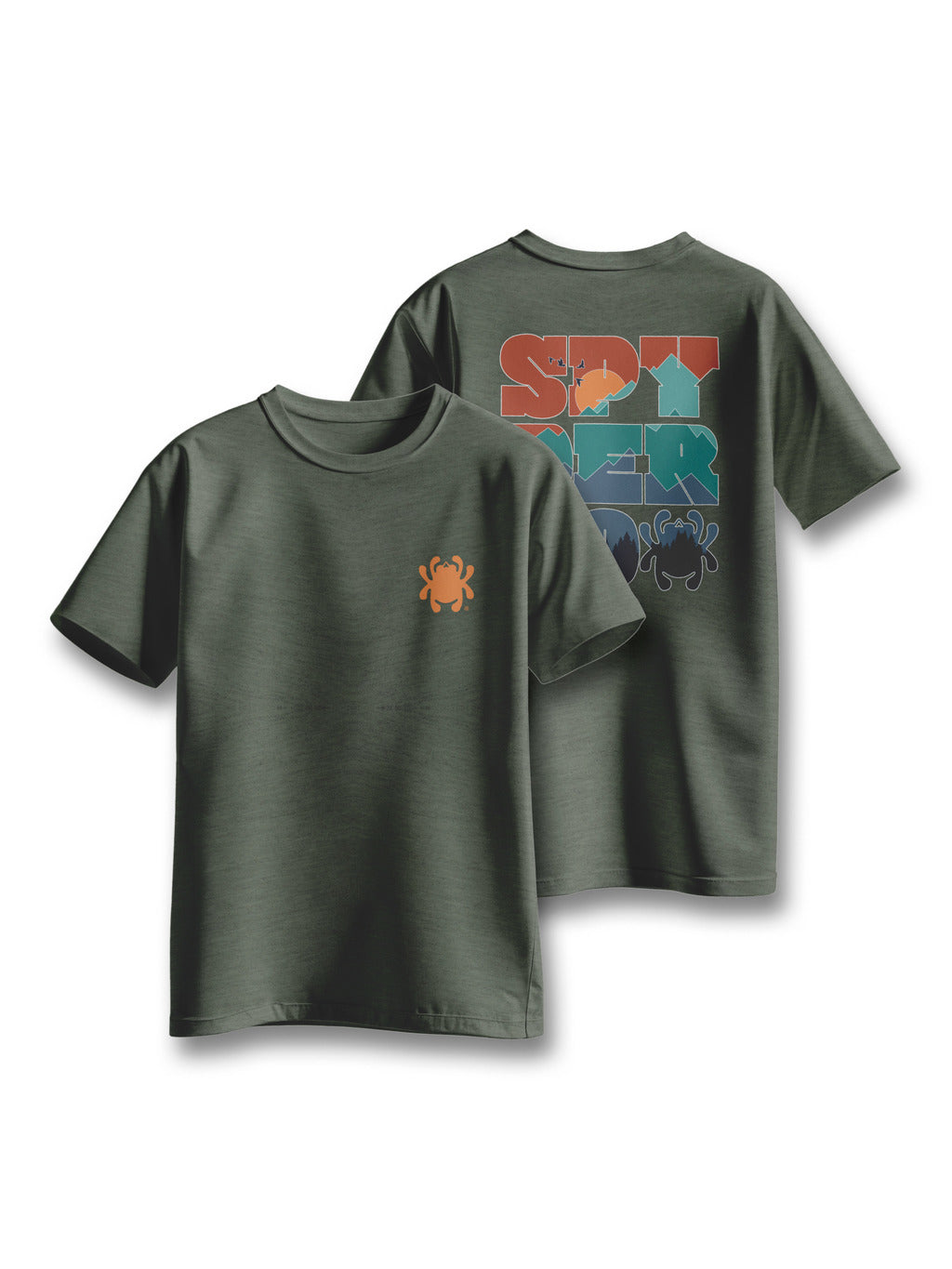 Spyderco Heather Green T-shirt Spyderco-themed mountain graphic TS06HGR_M