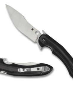Spyderco Javier Vogt Tropen Flipper Knife 4.02" S30V Satin Plain Blade, Polished Black G10 Handles - C237GP