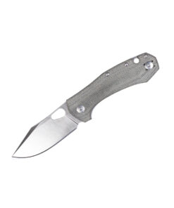 GiantMouse Knives Vox/Anso ACE Atelier Linerlock Knife Satin Elmax Blade with Green Canvas Micarta Handles